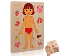 Toyvian Wooden Human Body Puzzle for Kids - Organ Structure Jigsaw Puzzle Educational Anatomy Game Montessori Toys for Kids Boys Girls Preschool Kindergarten Early Learning