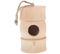 Toyvian Wooden Hummingbird House Hanging Bird Nesting Box for Outdoor Garden Bird Shelter with Strong Rope for Backyard Trees Vines and Fences Natural Pet Art