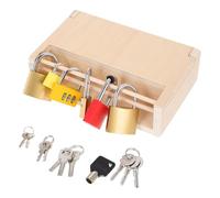 Toyvian Wooden Lock Box for Kids - Montessori Lock and Key Toys- Preschool Educational Toys - Child Game Multi Unlocking Challenges