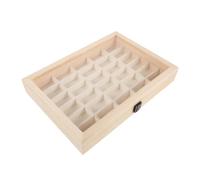 Toyvian Wooden Mineral Specimen Display Box with 30 Compartments, Crystal Storage Organizer for Rock Collections, Mini Specimen Storage Case for Geology Education and Home Display