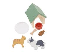 Toyvian Wooden Miniature Dollhouse Dog Kennel Set with Bowl and Food Realistic Pet Simulation for Decor Encouraging Imaginative Play and Empathy Skills