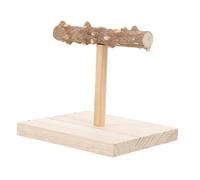 Toyvian Wooden Parrot Perch Stand with Base for Desktop Bird Training and Play Natural Material Comfortable Resting Platform for Parakeets Budgies Conures Suitable for Cage Tabletop Use