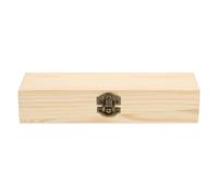 Toyvian Wooden Pen Storage Box with Lid and Alloy Buckle for Artists Office | Khaki Finish, Sturdy Multipurpose Container for Manicure Pens, USB Flash Drives, Desktop Organisation and Stationery