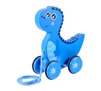 Toyvian Wooden Pull Dinosaur for Traction Cart with Cartoon Animal Design Smooth Edges Safe Walker Gift for Boys and Learning Crawling and Walking