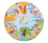 Toyvian Wooden Round Animal Puzzle Educational Preschool Forest Animals Brain Boosting Jigsaw for Hand Eye Coordination and Creative Learning DIY Puzzle