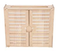 Toyvian Wooden Router Storage Box for Safe Placement and Multiple Cable Holes with 2-layer Design Wall-mounted Wifi Router Shelf and Cable Management, for Home and Office Use