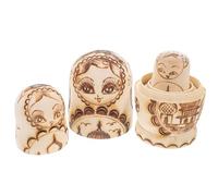 Toyvian Wooden Russian Nesting Dolls Set Five-layer Pyrography Relief Effect and Double-headed Eagle Pattern, Unique Design Traditional Matryoshka Dolls, Holiday Keepsake