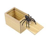 Toyvian Wooden Spider Prank Box - Hilarious Surprise Rubber Spider Scare Box, Practical Joke Toy for Adults & Kids, Funny Stocking Filler for Halloween, April Fool’s & Office Secret Santa, Beige