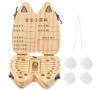 Toyvian Wooden Tooth Box Tooth Keepsake Holder for Boys and Girls Space for Personal Info