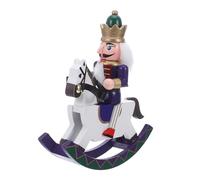 Toyvian Wooden Traditional Nutcracker Puppet Rocking Horse Christmas Nutcracker Figures for Holiday Decor Table Centerpieces