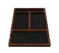 Toyvian Wooden Valet Tray with Pu Leather Liner, Multi-compartment Divided Organizer Tray for Jewelry and Watch Storage, Suitable for Home Decor and Desktop Use