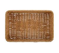 Toyvian Woven Kitchen Seasoning Jar Storage Basket with Compartments, Multi-purpose Desktop Organizer for Silverware, Cosmetic and Household Sundries, 26x17x6.5cm Light Coffee Storage Box