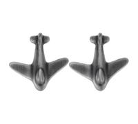 Toyvian Zinc Alloy Airplane Drawer Knobs 2 Sets Black Brushed Handles with Screws for Wardrobe Dressers and Cupboards