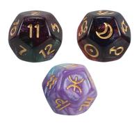 Toyvian Zodiac Astrology Dice Set 3Pcs 12-Sided Numbered Dice for Tarot Card Game and Constellation Readings