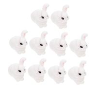 TOYZFRIENDY 10 Pcs Resin Rabbit Figurines Miniature Bunny Ornaments for Home and Garden Decor Diy-friendly Cute Animal Desktop Ornaments Charming White Resin Bunny Adornments for Office and