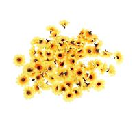 TOYZFRIENDY 100 Pcs Faux Sunflower Ornaments Decorative Artificial Flower Heads for Home Office Photography Props Silk Material Yellow Craft Flowers
