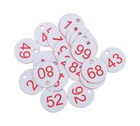 TOYZFRIENDY 100pcs Plastic Number Key Tags Round Hole, Numbered Key Label Plates 1-100 for Home, Office, Garage, Dormitory Organization