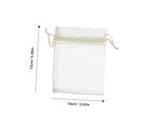 TOYZFRIENDY 100Pcs Small Beige Organza Drawstring Bags Mesh Jewelry Pouches Party Favor Candy Packaging Pouches with Easy Close for Wedding and Events