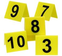 TOYZFRIENDY 10Pcs Acrylic Double-Sided Number Markers Compact Table Signs for Restaurants Banquets Weddings Party Seating Desktop Table Signs with Yellow Background and Black Numbers