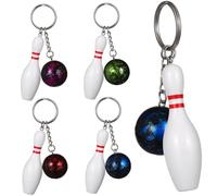 TOYZFRIENDY 10Pcs Mini Bowling Keychain Cartoon Pendant Key Buckle Sports Themed Keyring for Keys Bags and Backpacks Sports Fans and Souvenirs Random Color