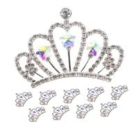 TOYZFRIENDY 10pcs Mini Crystal Crown Embellishments Lightweight Rhinestone Flatback Charms for DIY Jewelry Making Hair Accessories Wedding Party Craft Decorations