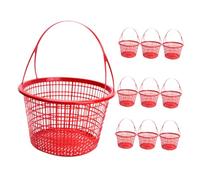 TOYZFRIENDY 10pcs Plastic Fruit Picking Baskets with Handle Lightweight Round Hollow Berry Holders for Strawberry Cherry Vegetable Gathering and Easy to Clean for Home Shop and Supermarket Use