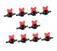 TOYZFRIENDY 10pcs Red Handle Ball Valve Hose Barbed Connectors for Irrigation System Garden Irrigation Greenhouse Gardening Easy Installation