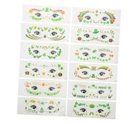 TOYZFRIENDY 12 Sheets St Patricks Day Temporary Face Stickers Shamrock Design for Women Irish Festival Party Supplies Comfortable Holiday Makeup Celebration