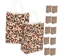 TOYZFRIENDY 12pcs Animal Pattern Paper Bags with Sturdy Handles Creative Leopard Print Tote Pouches for Party Favors Candy and Packing Convenient and Practical for Festivals and Craft Markets