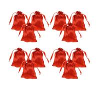 TOYZFRIENDY 12pcs Dark Red Silk Satin Drawstring Wig Bags 15x20cm - Portable Travel Hair Extension Storage Pouches for Bundles, Home and Salon Use