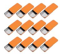 TOYZFRIENDY 12pcs Orange 60x34x11mm Metal Slide Lid Tin Boxes for Lip Balm, Lipstick, Soap Storage - Small Push-pull Containers for Cosmetic Samples and Personal Care