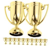 TOYZFRIENDY 12Pcs Plastic Trophies Gold Color Early Learning Awards for Boys Competition Winners Encouragement Prizes for School Party Rewards