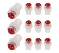 TOYZFRIENDY 12pcs Red Agate Jade Stone Rollerball Housing for Essential Oil Bottles, Refillable Roll-on Applicator Caps with Inner Plug for Aromatherapy and Perfume Use