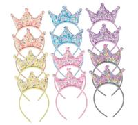 TOYZFRIENDY 12Pcs Shiny Crown Hairbands Glitter Sequin Headbands with Multi-color Princess Design for Party Birthday Festival Hair Accessories