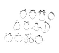 TOYZFRIENDY 12Pcs Stainless Steel Cookie Cutters Set Food Grade Metal Baking Molds with Fruit Shapes Resistant Design for Easy Demoulding and Creative Pastry Decoration