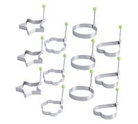 TOYZFRIENDY 12pcs Stainless Steel Non-Stick Egg Rings Set with Round Heart Star and Flower Shapes for Frying Baking and Cooking Multipurpose Pancake Mold for Breakfast Lunch and Dinner