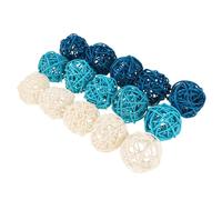 TOYZFRIENDY 15pcs Decorative Rattan Orb Balls in Blue and White Handcrafted Plant Diffuser Accessories for Living Decor Wedding Shower Anniversary Centerpieces