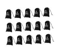 TOYZFRIENDY 15pcs Halloween Drawstring Bags Skull Print Pirate Coin Pouches Polyester Candy Storage for Party Favors and Pirate Cosplay Supplies
