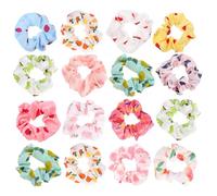 TOYZFRIENDY 16pcs Fruit Print Hair Scrunchies Set Cartoon Bobbles Hair Bands Elastics Soft Fabric for Women Colorful for Daily and Party Use