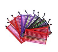 TOYZFRIENDY 18Pcs Colorful PVC Stationery Storage Bags with Mesh Design and Reinforced Zipper for Office School Document Organization
