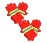 TOYZFRIENDY 2 Pairs Fireproof Firefighter Gloves Heat Resistant Heavy Duty Protective Emergency Rescue Gloves with Breathable Lining for High Temperature Work and Outdoor Safety