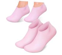 TOYZFRIENDY 2 Pairs Xl Silicone Moisturizing Gel Spa Foot Liners for Women Flexible Non Slip Reusable Socks for Dry Cracked Feet Care and Hydration