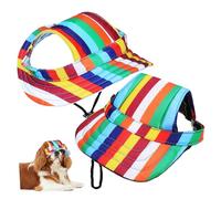 TOYZFRIENDY 2 Pcs Dog Hats Pack Outdoor Sports Sun Hat Rainbow and Stripe Patterns, Large Size Breathable Pet Caps Suitable for Medium and Large Dogs