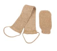 TOYZFRIENDY 2 Pcs Exfoliating Back Scrubber and Body Shower Bath Set with Sisal Scrub Gloves and Pull Strap, Gentle Skin Cleansing and Exfoliating for Men and Women, Coffee Colour Suitable