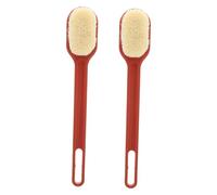TOYZFRIENDY 2 Pcs Long-Handled Nylon Bathing Massage Brushes for Exfoliation and Back Scrubbing Soft Tender Bristles for Skin Cleaning and Cellulite Relief Shower Bath Brush in Red