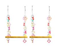 TOYZFRIENDY 2 Pcs Parrot Bird Standing Stick Set, Colorful Wooden Perch Rack for Cage, Pet Bird Swing Stand Accessories for Indoor Parrots and Cockatiels