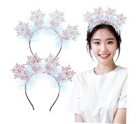 TOYZFRIENDY 2 Pcs Snowflake Christmas Headbands Lightweight Glitter Hair Accessories for Women Holiday Party Festive Decoration for Xmas and Year Celebrations