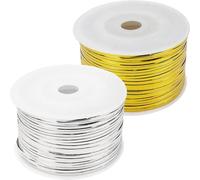 TOYZFRIENDY 2 Rolls Metallic Wire Twist Ties for Bread and Candy Bags Reusable Baking Twist Ties Biscuit Bag 100-yard Pack with Gold and Silver Rolls Food-Grade Wrapping Supplies for Party
