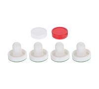 TOYZFRIENDY 2 Sets Air Hockey Table Accessories 60mm White Pushers 51mm Red and White Plastic Pucks with Felt Covers Replacement Hockey Game Parts for Party and Home Use
