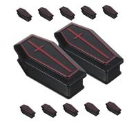 TOYZFRIENDY 24pcs Mini Black Plastic Coffin Boxes Halloween Prank Props Small Dollhouse Funeral Casket Ornaments for Trick Treat Haunted House Decor